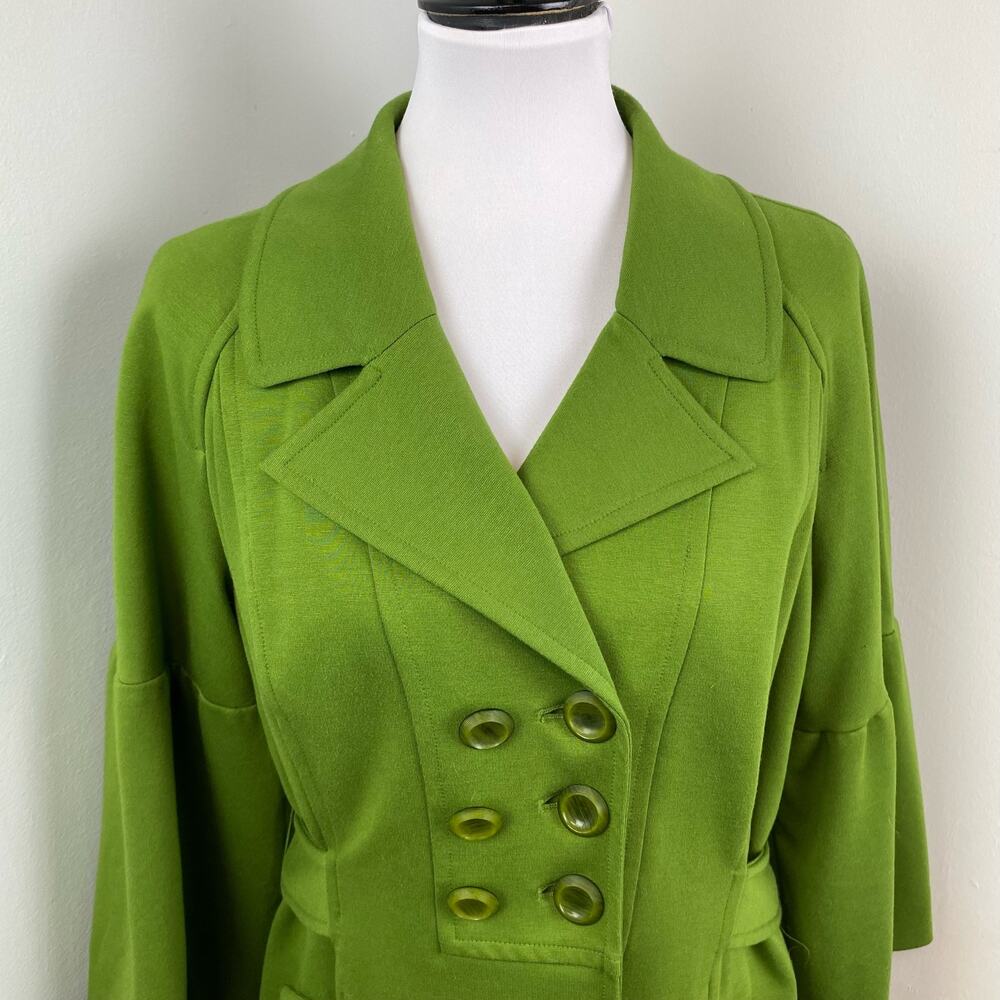 Sandro Green Double Breasted Button Bell Sleeve Coat Jacket Large - Picture 3 of 9